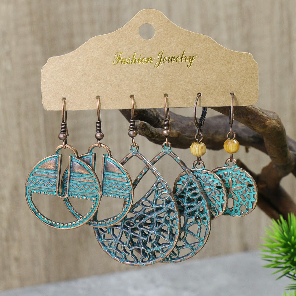 Wholesale Bohemian Vintage Three Pair Alloy Earrings